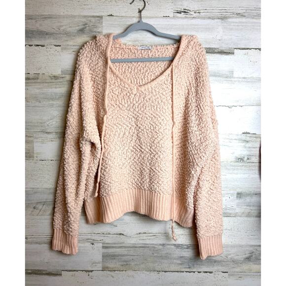 Spencer & Ella Women's M/L light pink textured hooded sweatshirt sweater NEW - Picture 1 of 6